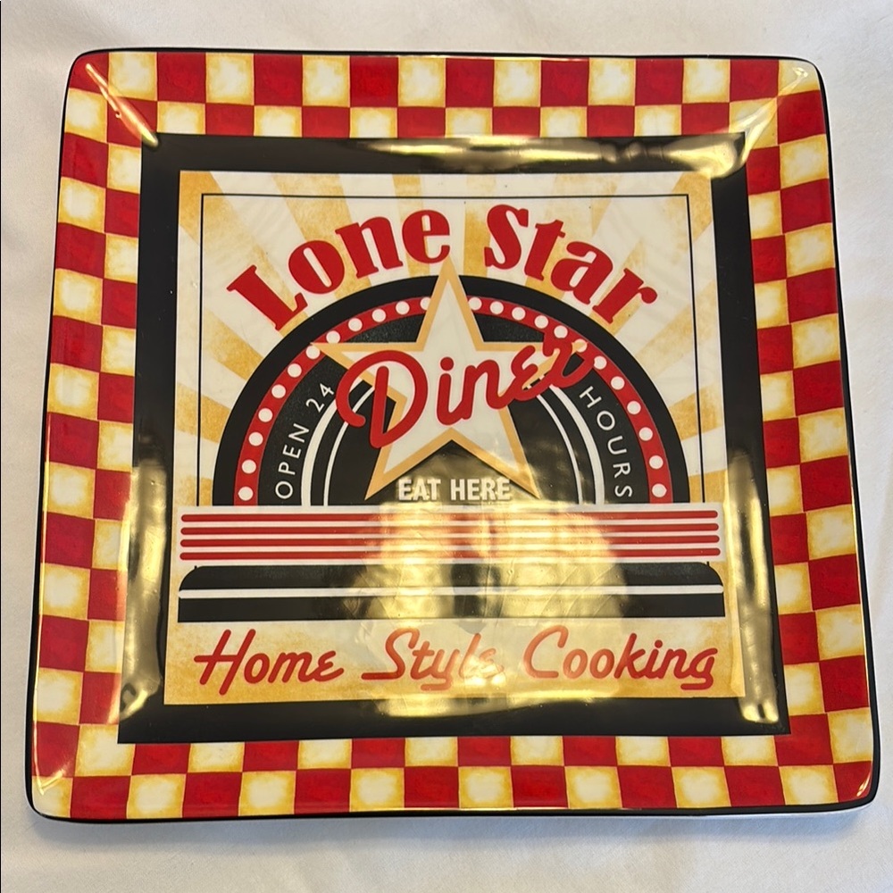 Certified International Diner Collection “Lone Star Diner” plate decor. 12.5”
